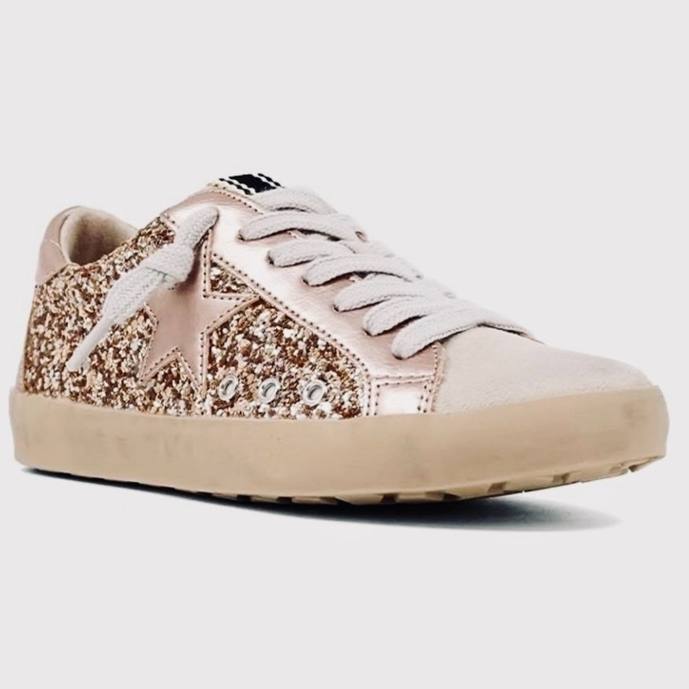 ShuShop Kids Sparkle Star Sneakers - Champagne Glitter